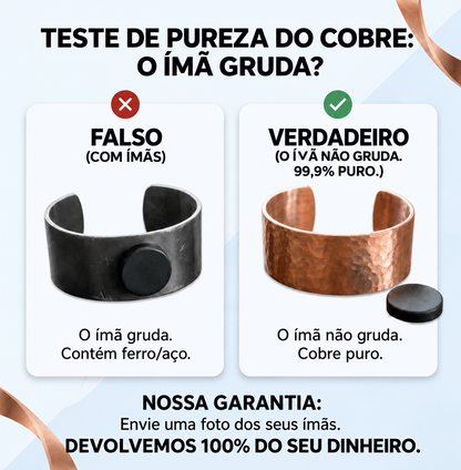 Pulseira masculina de obsidiana em tom de cobre