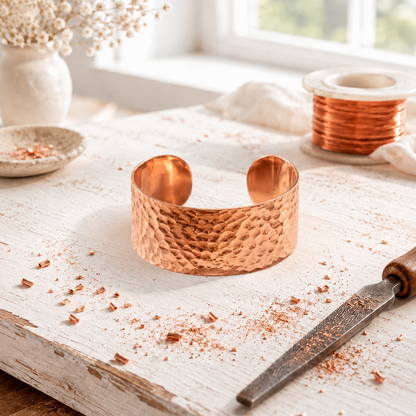 Pulseira de cobre martelado
