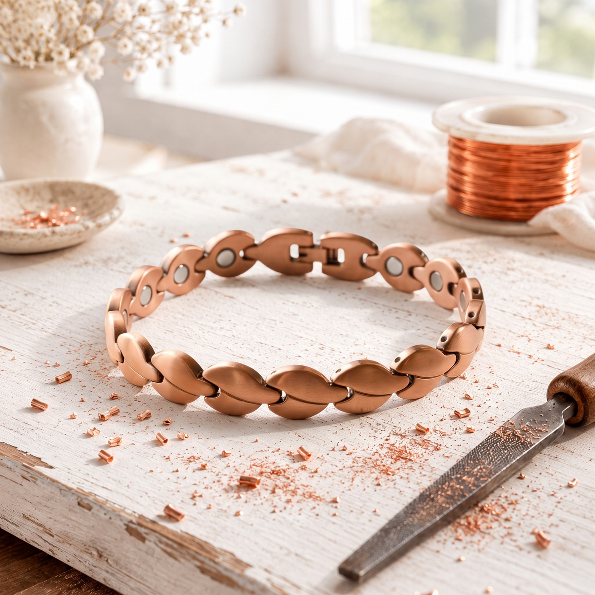 Pulseira simples de zinco e cobre