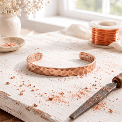 Pulseira de Cobre com Efeitos de Cratera