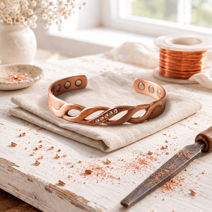 Pulseira de cobre com brilho