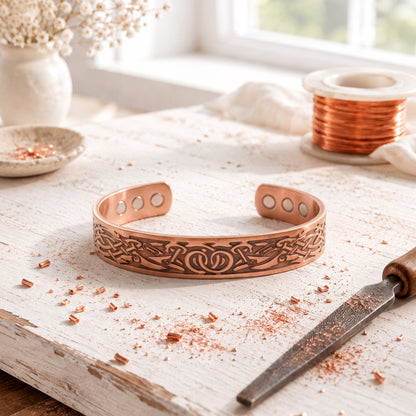 Pulseira de cobre com detalhes em nó
