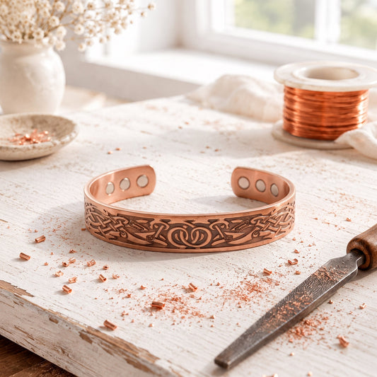 Pulseira de cobre com detalhes em nó