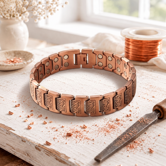 Pulseira masculina de cobre com número