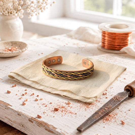 Pulseira de cobre com padrão ondulado
